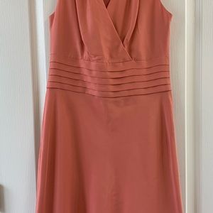 Elegant salmon colored pure silk cocktail dress